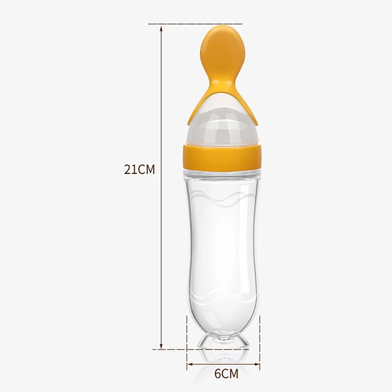 Squeezing Feeding Bottle Silicone Newborn Baby Training Rice Cereal Food Spoon